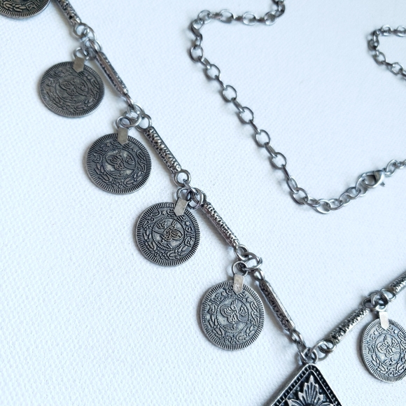 Tribal Coin Tassel Statement Necklace - Picture 7 of 14